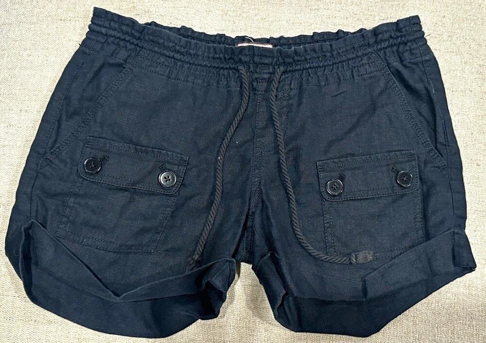 Juicy Couture Womens Cargo Shorts Black Solid Cotton Canvas Sz P (Small)